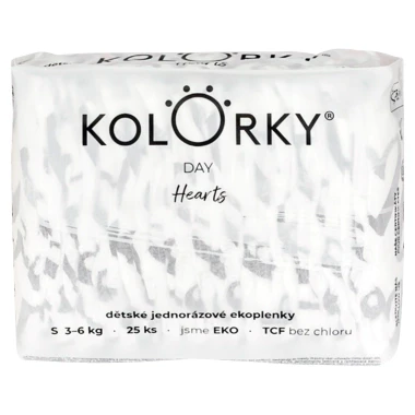 KOLORKY DAY Hearts dětské jednorázové ekoplenky S 3-6 kg 25 ks