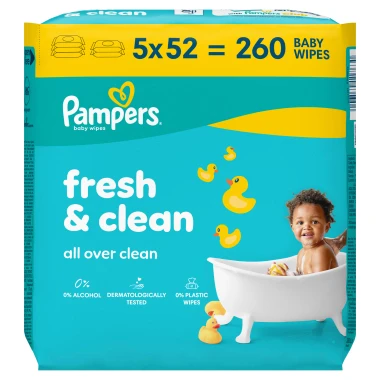 Pampers Fresh Clean Dětské čisticí ubrousky 260 ks