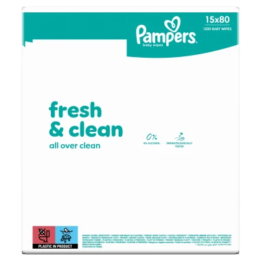 Pampers Fresh Clean Baby Čisticí ubrousky 15 x 80 ks