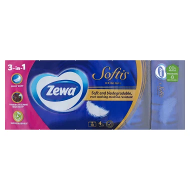 Zewa Softis Original Papírové kapesníčky 4vrstvé 10 x 9 ks