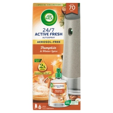 Air Wick Active Fresh Automatický difuzér a náplň na vodní bázi dýně a podzimní koření 228ml