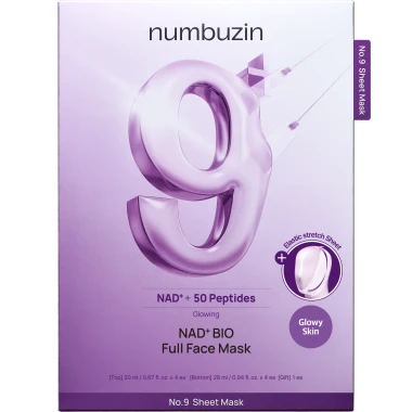 Numbuzin No. 9 NAD Bio Full Face Pack Sheet pleťová maska 4 x 48 ml