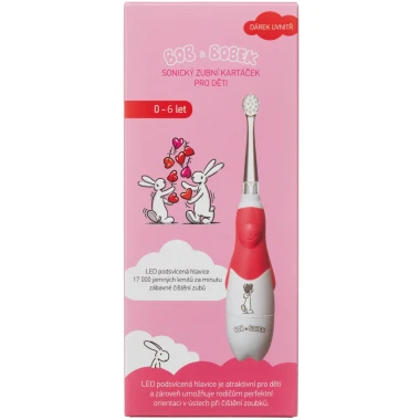 Bob a Bobek baby sonický dětský kartáček se srdíčky - Light Red
