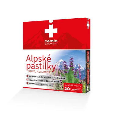 Cemio Alpské pastilky ŠALVĚJ A VITAMIN C 20 ks
