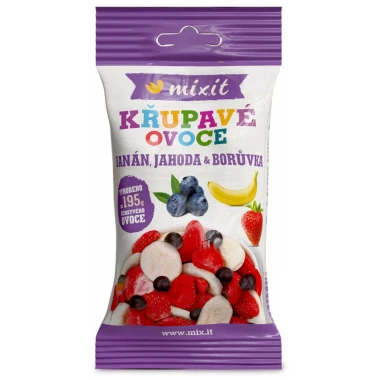 Mixit Křupavé ovoce do kapsy banán, jahody, borůvky 23 g