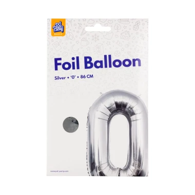 PD Party Fóliový balónek č. 0 stříbrná, 86 cm