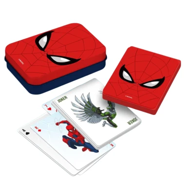 Spiderman hrací karty v plechovém boxu 54 karet
