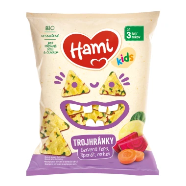 HAMI BIO trojhránky Červená řepa, špenát, mrkev 30 g