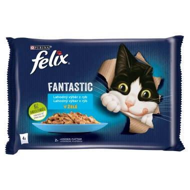 Felix Fantastic kapsičky pro kočky losos, platýs v želé 4 x 85g