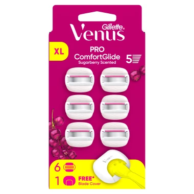 Gillette Venus Pro ComfortGlide s Vůní Sugarberry Dámské holicí hlavice s krémem Olay 6 ks
