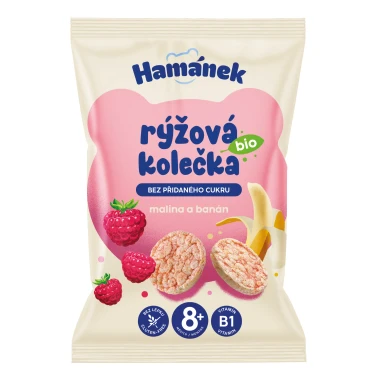 Hamánek BIO Rýžová kolečka malina a banán 8m+ 35 g
