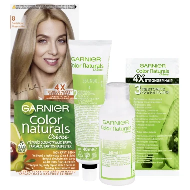 Garnier Color Naturals  permanentní barva na vlasy 8.0 světlá blond, 60+40+12ml