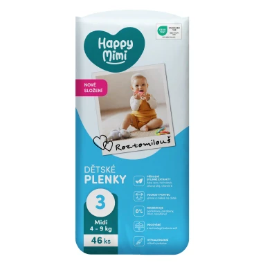 Happy Mimi Dětské plenky 3 Midi, 46 ks