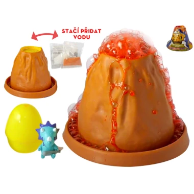 Crazy Dino sopka 10 cm s lávou, vejcem a dinosaurem ve fólii