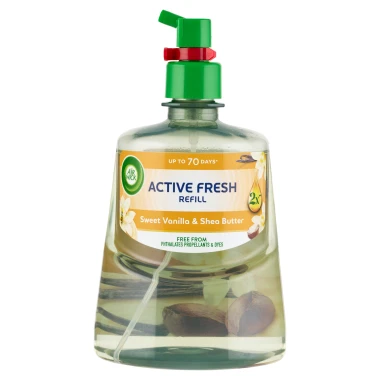 Air Wick Active Fresh náplň na vodní bázi do automatického difuzéru vanilka a bambucké máslo 228 ml