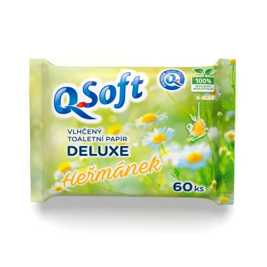Q-Soft Vlhčený toaletní papír Deluxe s vůní heřmánku 60 ks