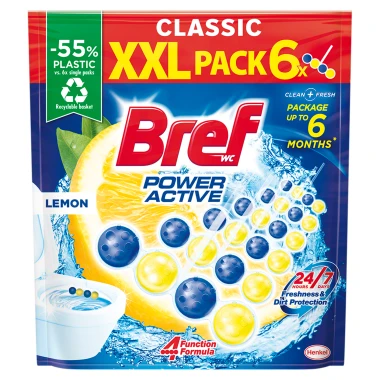 Bref Power Aktiv Lemon Tuhý WC blok 300 g