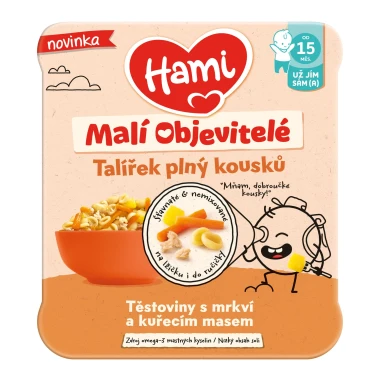 HAMI masozeleninový talířek Těstoviny s mrkví a kuřecím masem 200 g