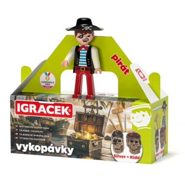 Igráček pirát s lebkou Silvera a Kidda