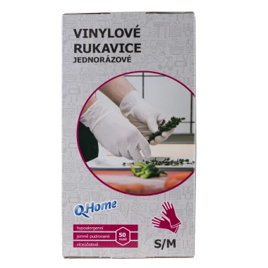 Q Home jednoráz rukavice (50ks/kra) S/M