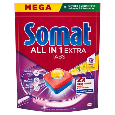 Somat All in 1 Extra Lemon & Lime tablety do myčky nádobí 75 ks