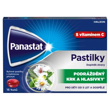 Panastat Bylinné pastilky s malinovou příchutí 16 ks 56g