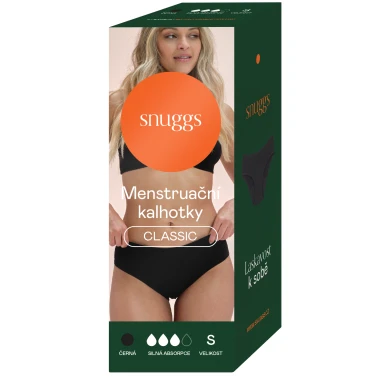 Snuggs Menstruační kalhotky pro silnou menstruaci černé S