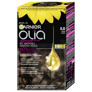 Garnier Olia permanentní barva na vlasy 5.0 Hnědá, 60+60+54ml
