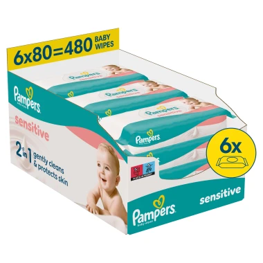 Pampers Sensitive Baby čisticí ubrousky pro miminko 480 ks