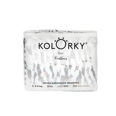 KOLORKY DAY jednorázové eko plenky peří - S (3-6 kg), 25 ks