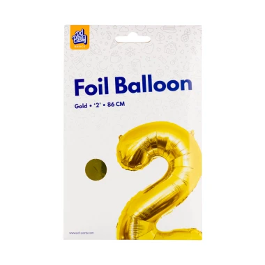 PD Party Fóliový balónek č. 2 zlatá, 86 cm