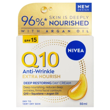 Nivea Q10 Extra Nourish Anti-Wrinkle Výživný denní krém proti vráskám OF 15 50ml