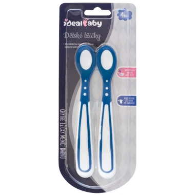 Ideal Baby Dětská lžička měnící barvu 4m+ modrá 2 ks