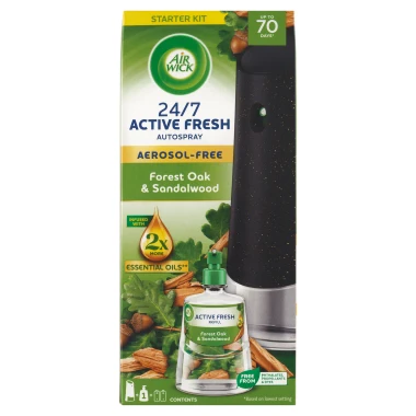 Air Wick Active Fresh Automatický difuzér a náplň na vodní bázi dub a santalové dřevo 228ml