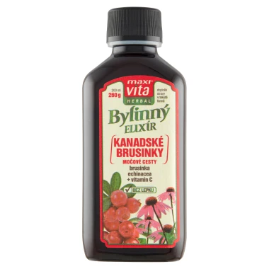 Maxi Vita Herbal Bylinný elixír kanadské brusinky močové cesty brusinka echinacea + vitamin C 200ml