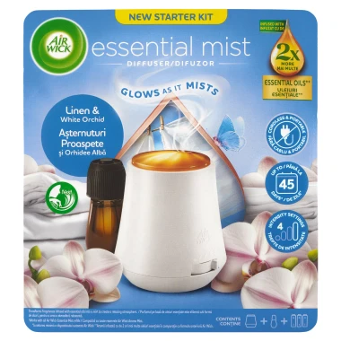 Air Wick Aroma difuzér a náplň pro aroma difuzér prádlo a bílá orchidej 20 ml