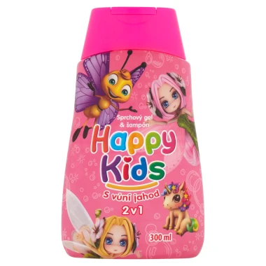 Happy Kids Sprchový gel a šampon s vůní jahod 2v1 300ml