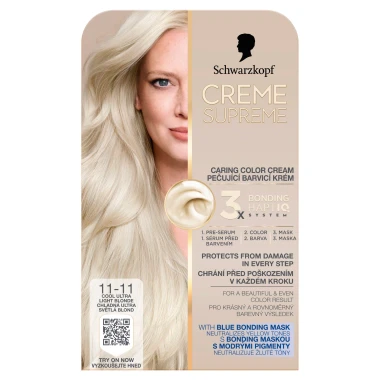 Schwarzkopf Creme Supreme Pečující barvicí krém 11-11 chladná ultra světlá blond