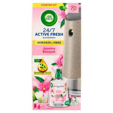 Air Wick Active Fresh automatický difuzér a náplň na vodní bázi - Jasmínové květy 228ml