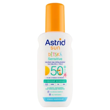 Astrid Sun Sensitive dětské mléko na opalování ve spreji SPF 50+ 150 ml