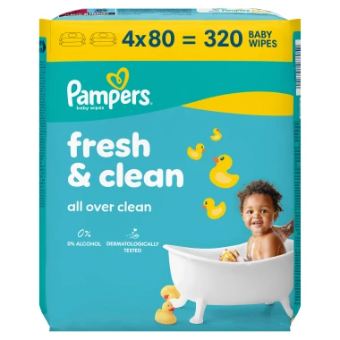 Pampers Fresh Clean Dětské čisticí ubrousky 320 ks