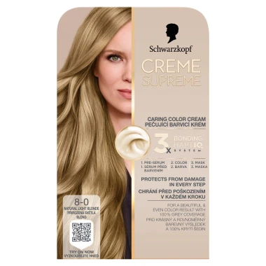Schwarzkopf Creme Supreme Pečující barvicí krém 8-0 přirozená světlá blond