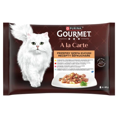 Gourmet A la Carte kapsičky pro kočky kuře, hovězí, pstruh, treska tmavá 4 x 85g