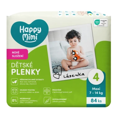 Happy Mimi Dětské plenky JUMBO 4 Maxi, 84 ks