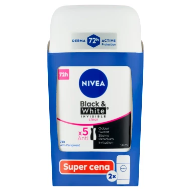 Nivea Black & White Invisible Clear Tuhý antiperspirant 2 x 50ml