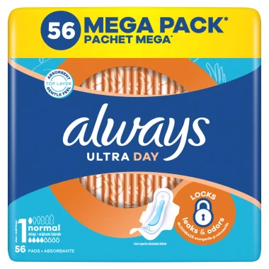 Always Ultra Day Normal Hygienické vložky s křidélky, velikost 1, 56 ks