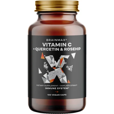 BrainMax Vit C + Quercetin & Rosehip 100 kapslí