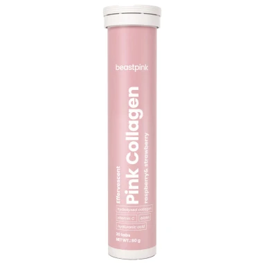 BeastPink šumivý Pink Collagen jahoda & malina 20 ks