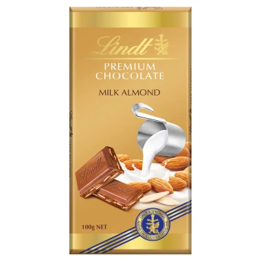 Lindt mléčná čokoláda s plátky mandlí 100 g