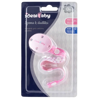 Ideal Baby Spona k dudlíku 0m+ růžová